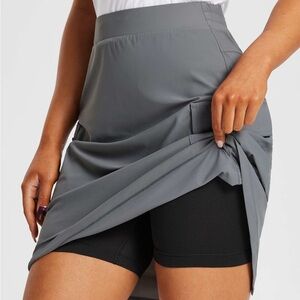 BALEAF Flyleaf UPF 50+ Quick Dry Women's Cargo Skort Skirt | Gray | size 2XL